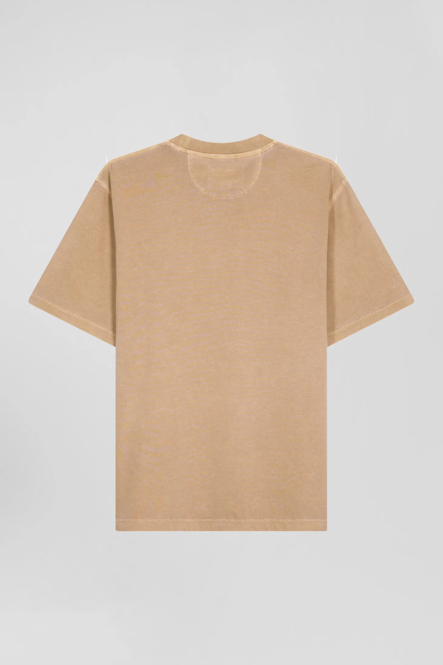 Oversize camel unisex short-sleeved T-shirt in overdyed cotton