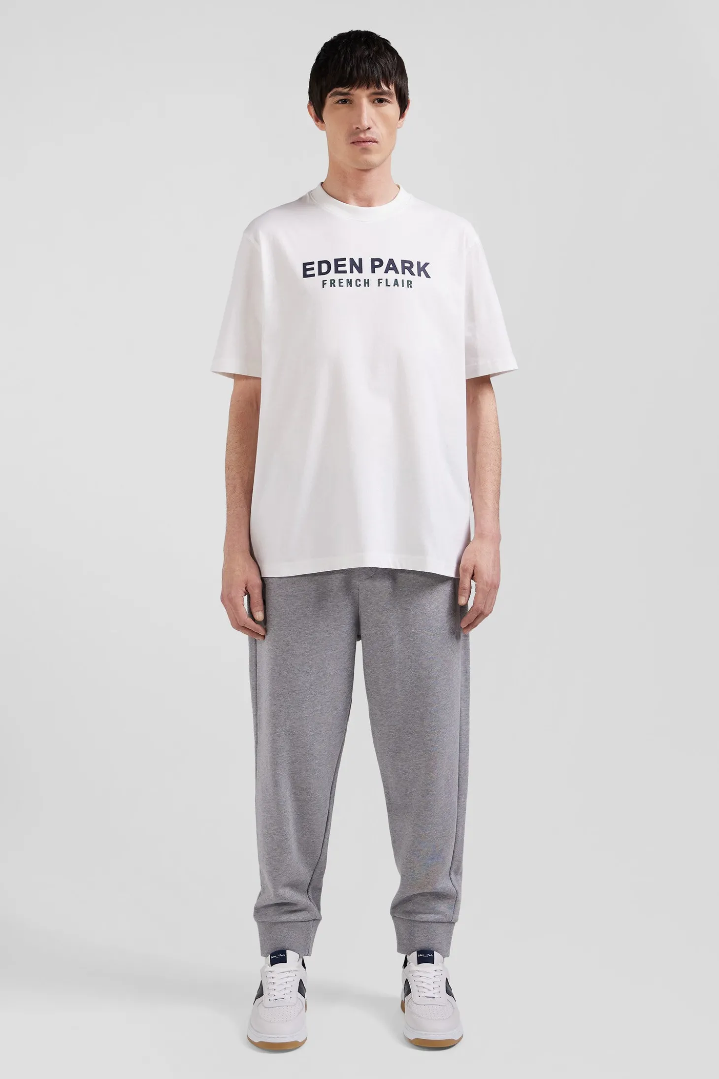 Oversize ecru Eden Park French Flair cotton short-sleeved T-shirt