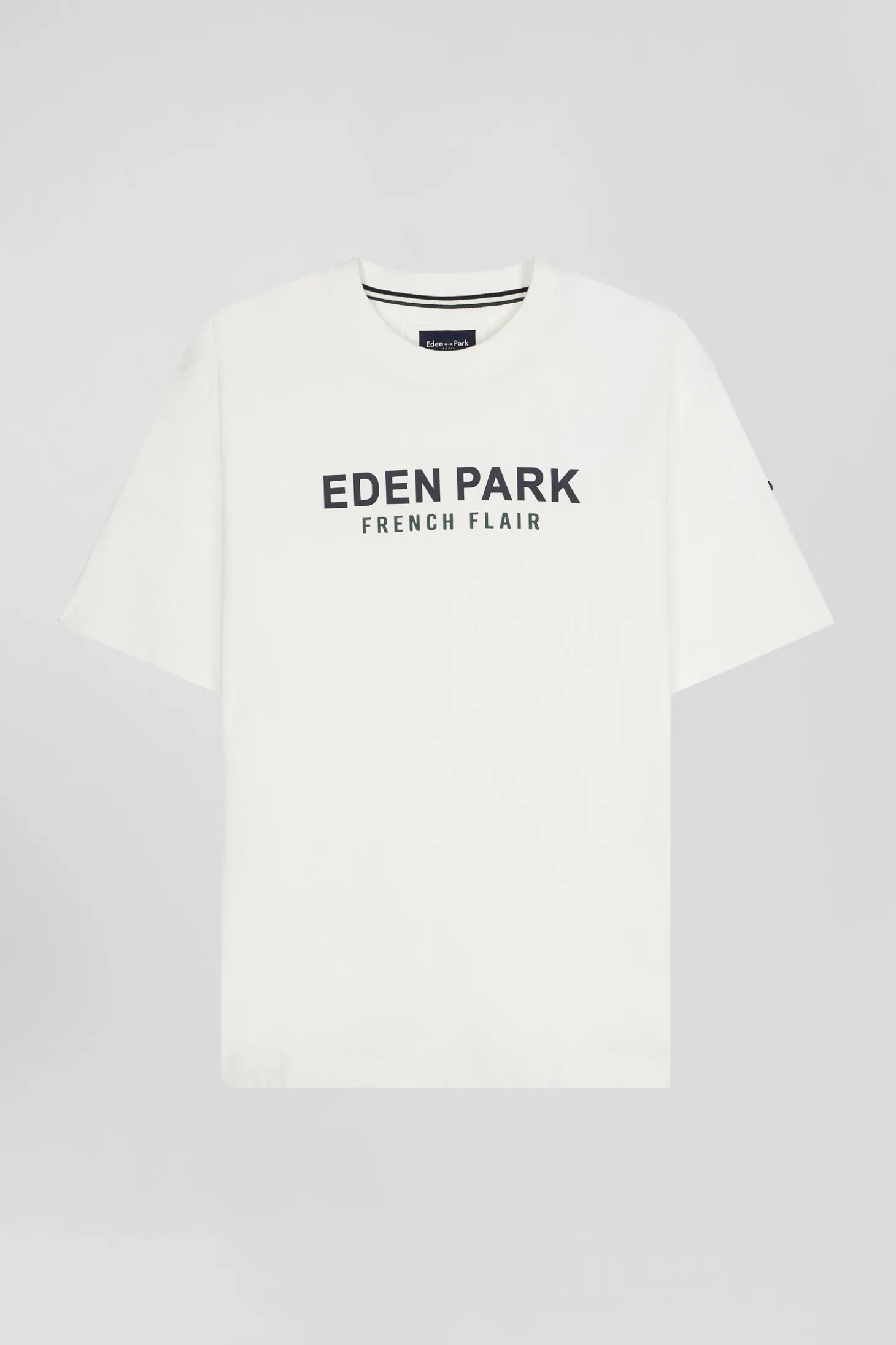 Oversize ecru Eden Park French Flair cotton short-sleeved T-shirt