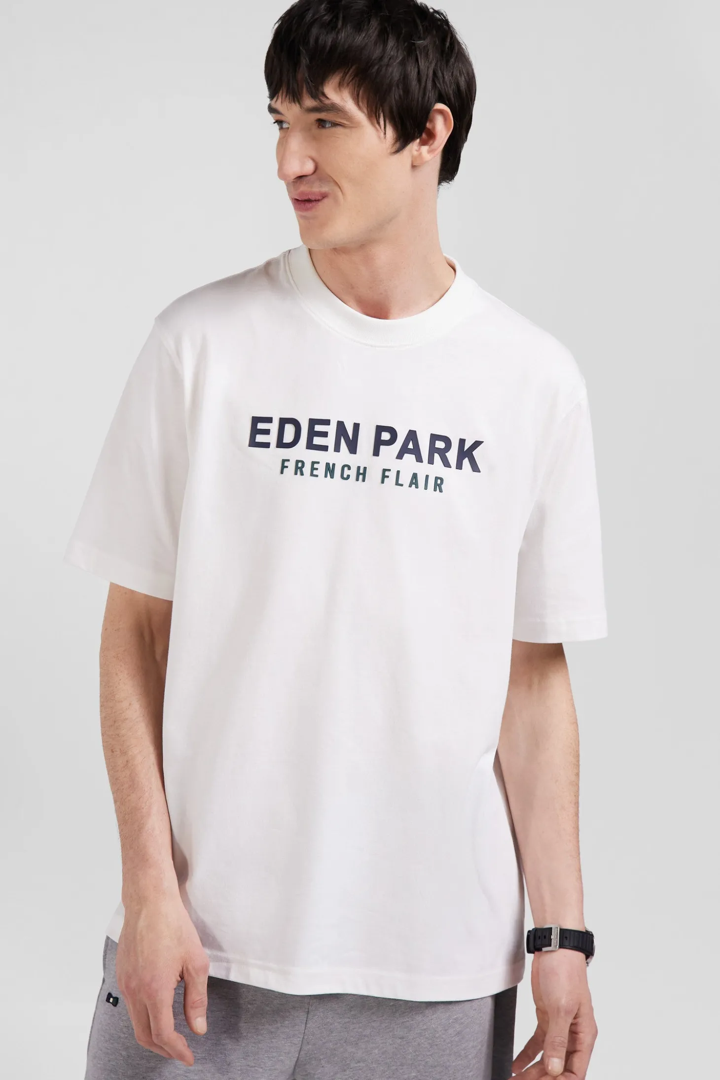 Oversize ecru Eden Park French Flair cotton short-sleeved T-shirt