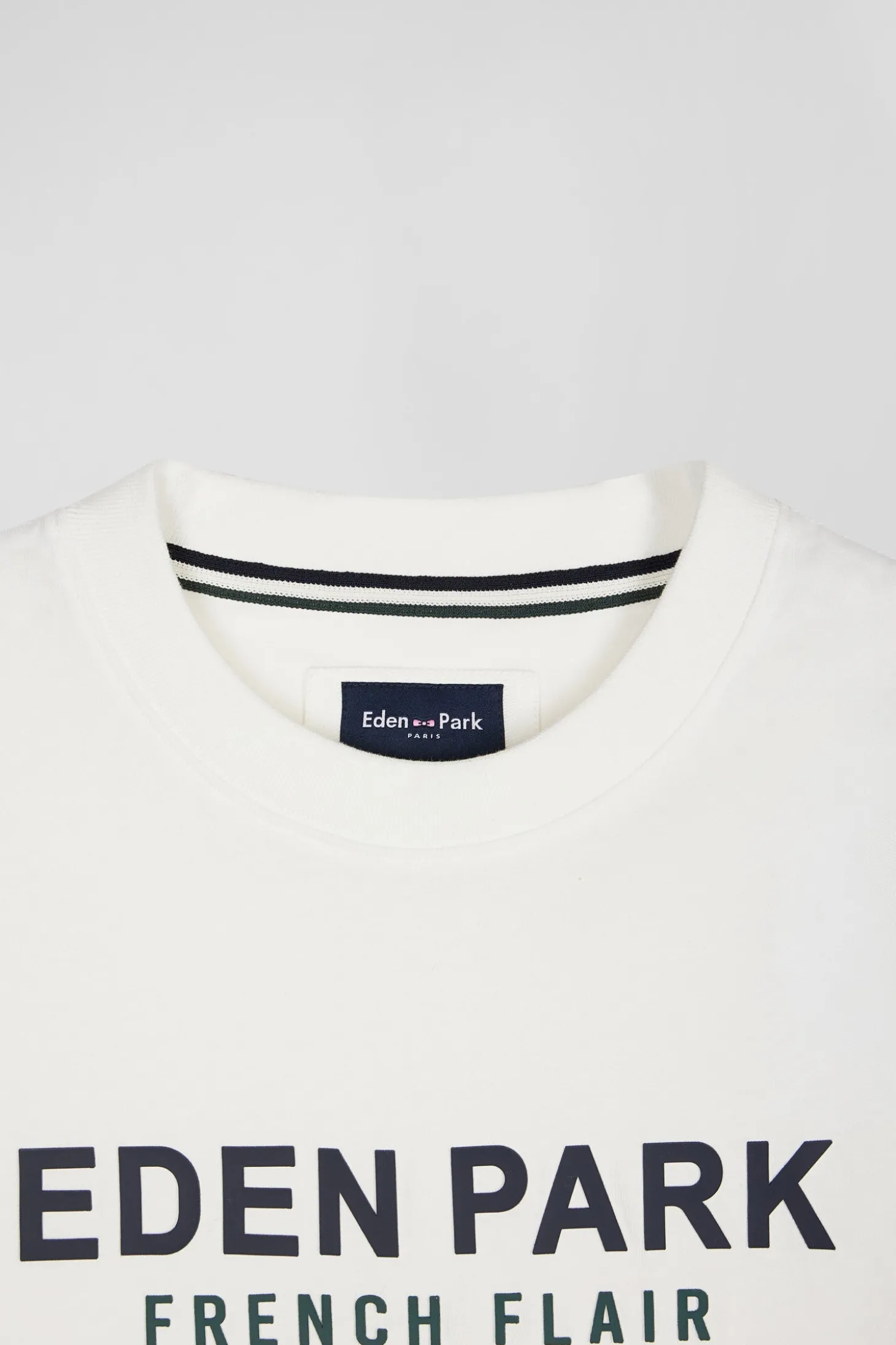 Oversize ecru Eden Park French Flair cotton short-sleeved T-shirt