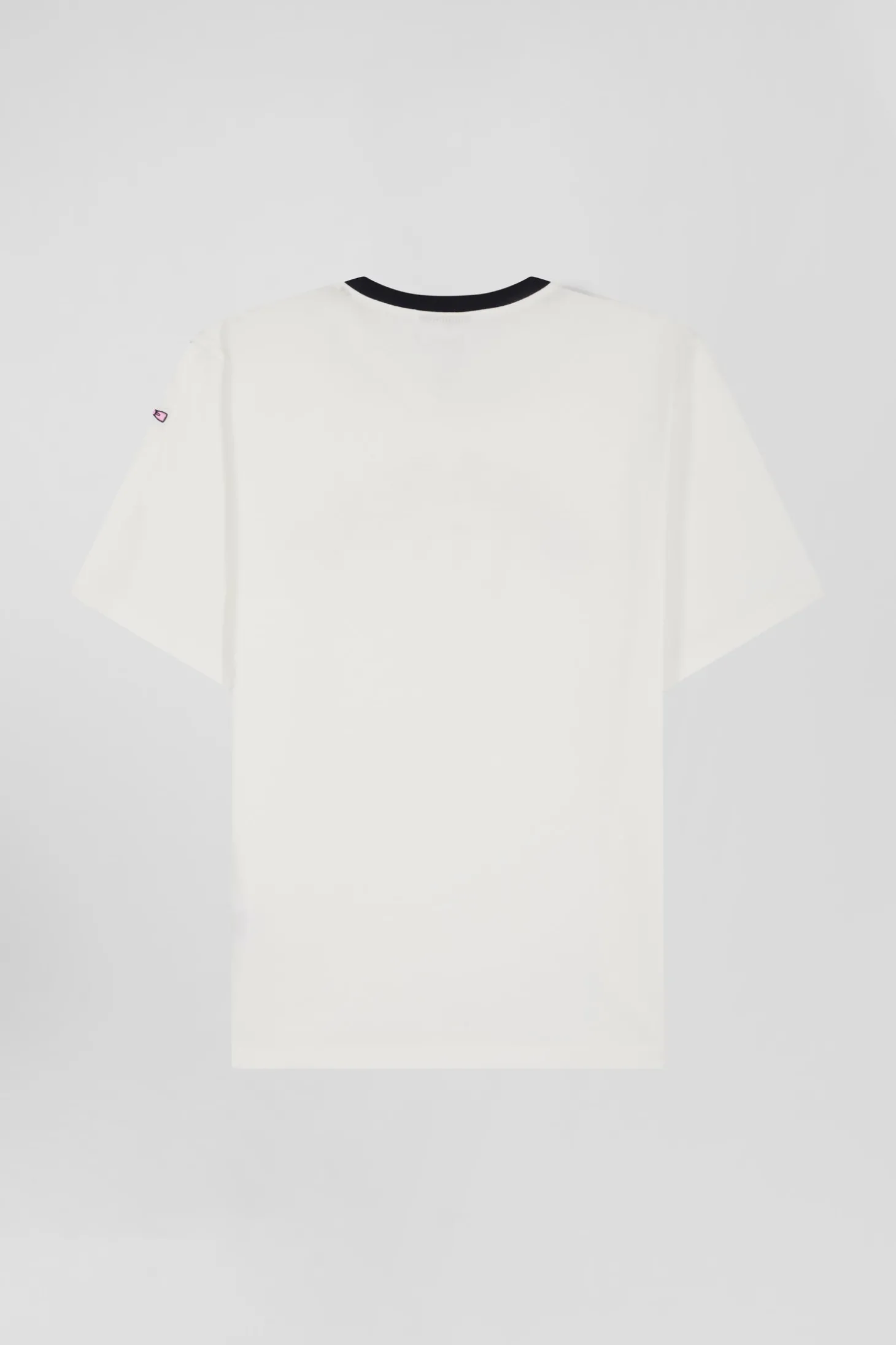 Oversize ecru embroidered short-sleeved cotton T-shirt