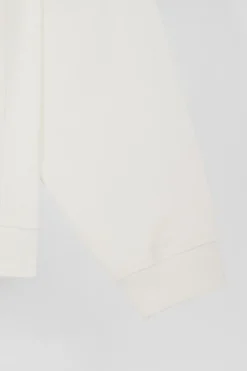 Oversize ecru round neck cotton sweatshirt