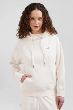 Oversize ecru unisex dyed cotton fleece hoodie