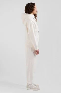Oversize ecru unisex dyed cotton fleece hoodie