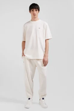 Oversize ecru unisex short-sleeved T-shirt in overdyed cotton