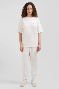 Oversize ecru unisex short-sleeved T-shirt in overdyed cotton