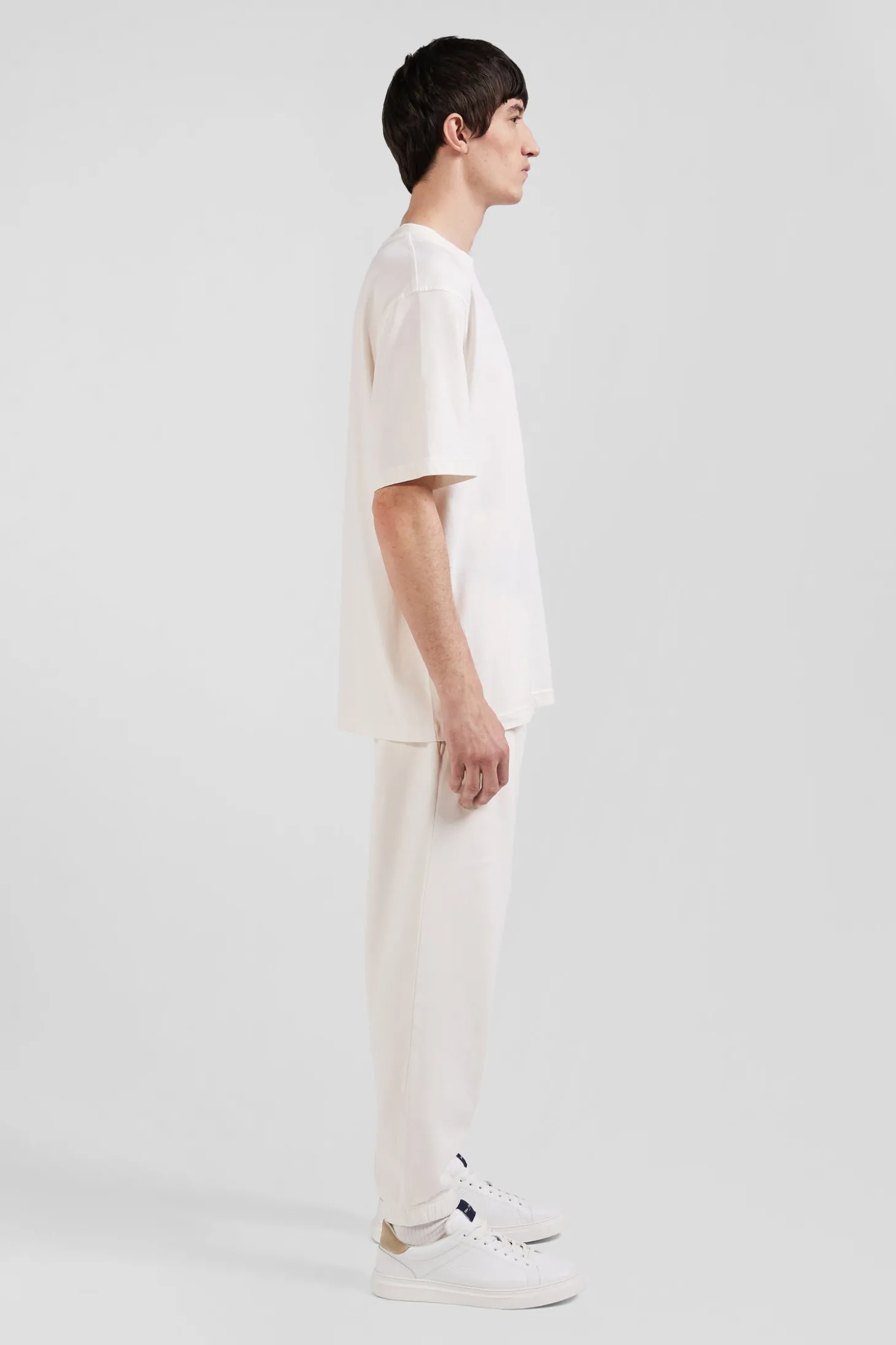 Oversize ecru unisex short-sleeved T-shirt in overdyed cotton