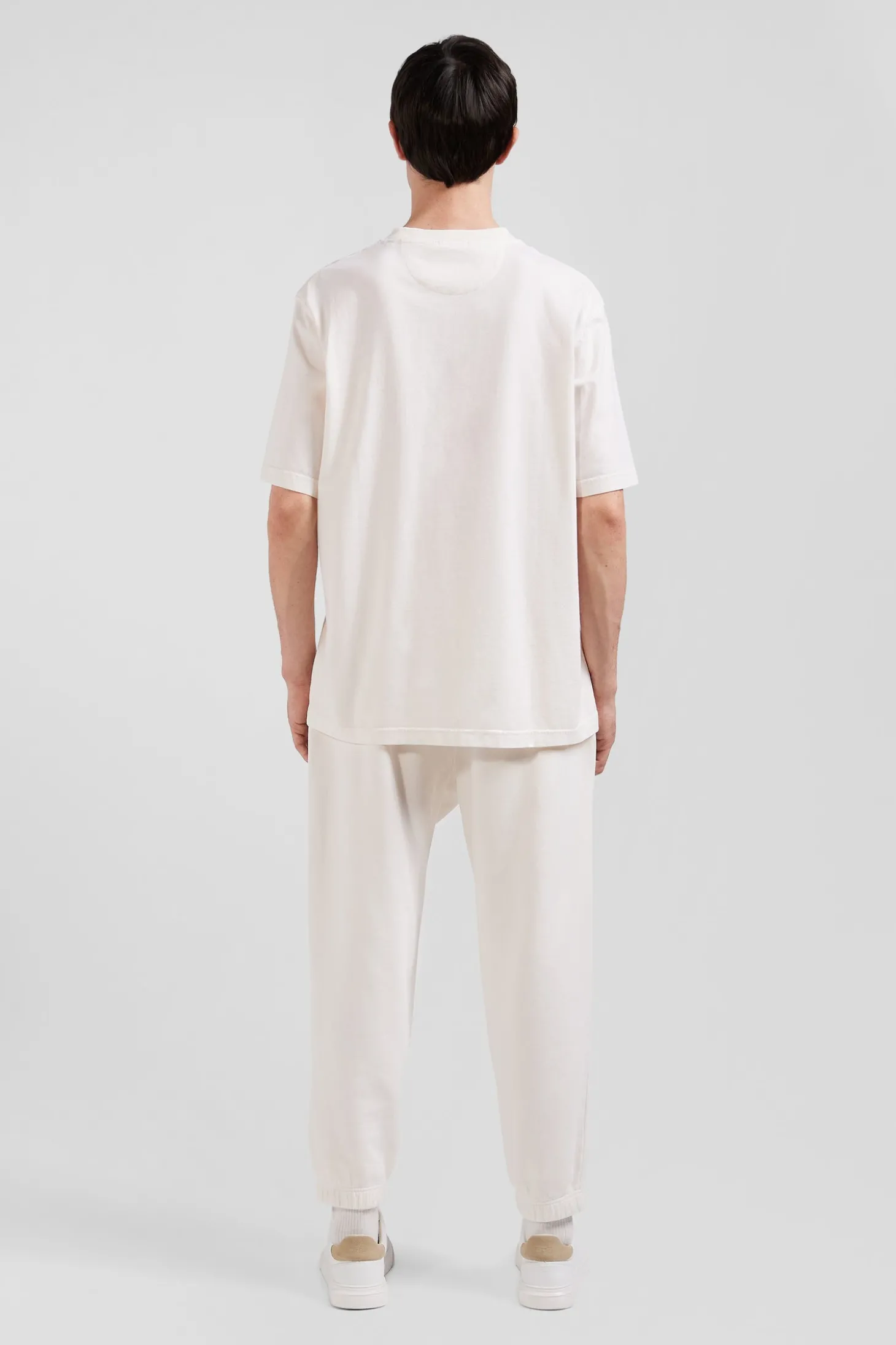 Oversize ecru unisex short-sleeved T-shirt in overdyed cotton