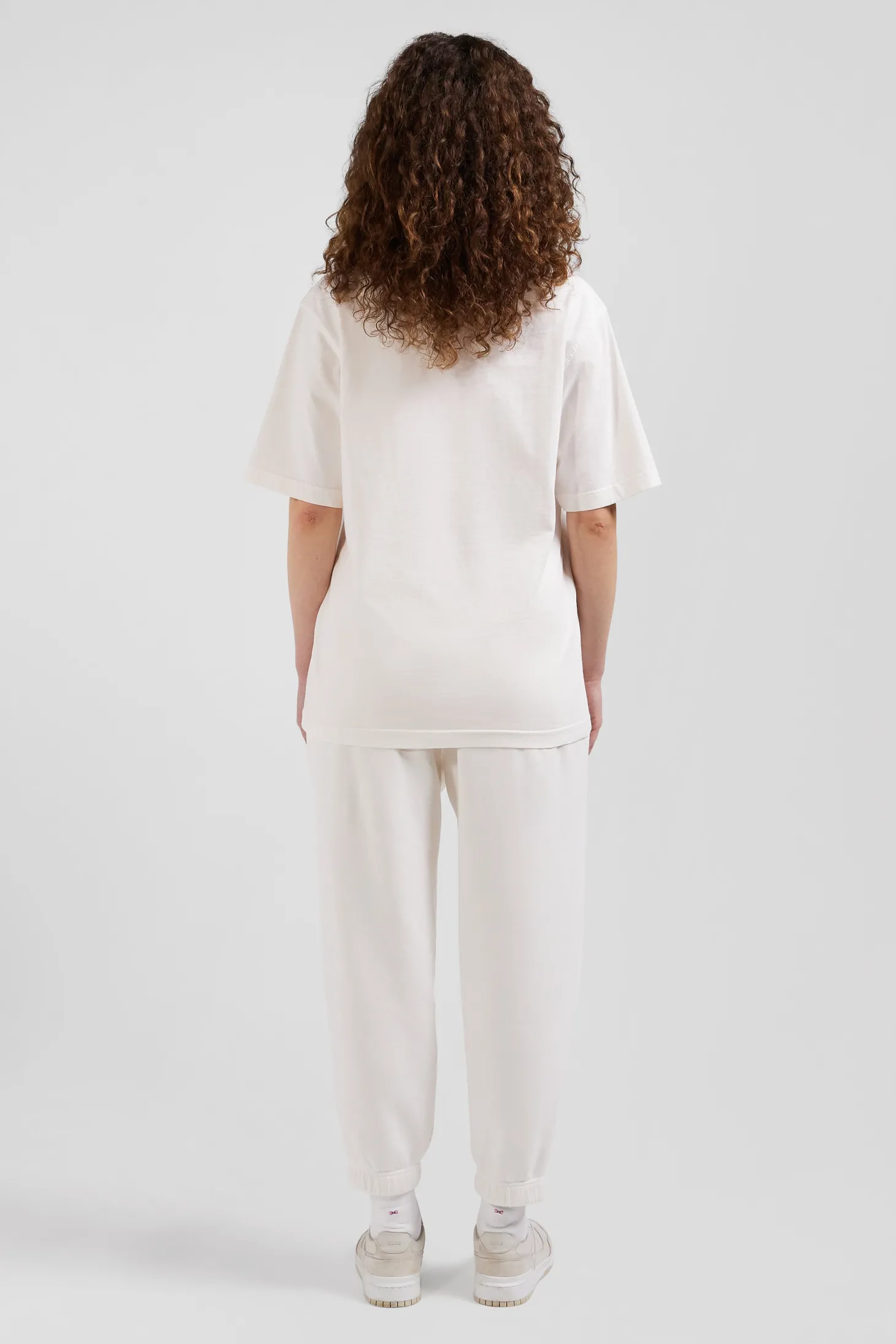 Oversize ecru unisex short-sleeved T-shirt in overdyed cotton