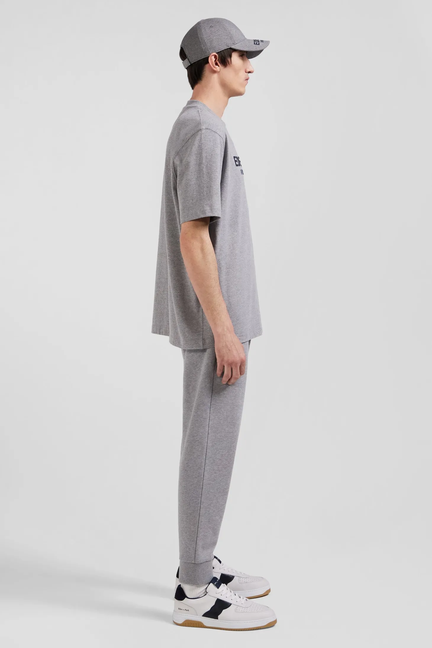 Oversize grey Eden Park French Flair cotton short-sleeved T-shirt