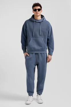 Oversize grey unisex dyed cotton fleece hoodie
