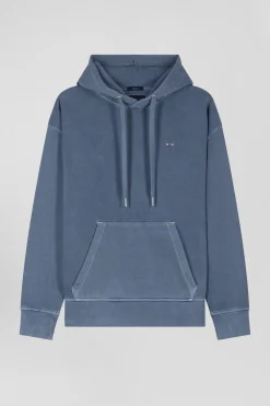 Oversize grey unisex dyed cotton fleece hoodie