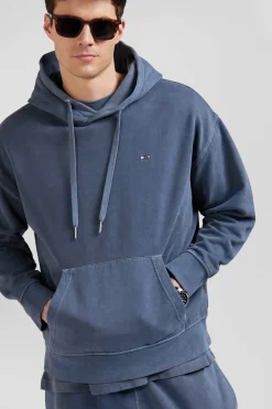 Oversize grey unisex dyed cotton fleece hoodie