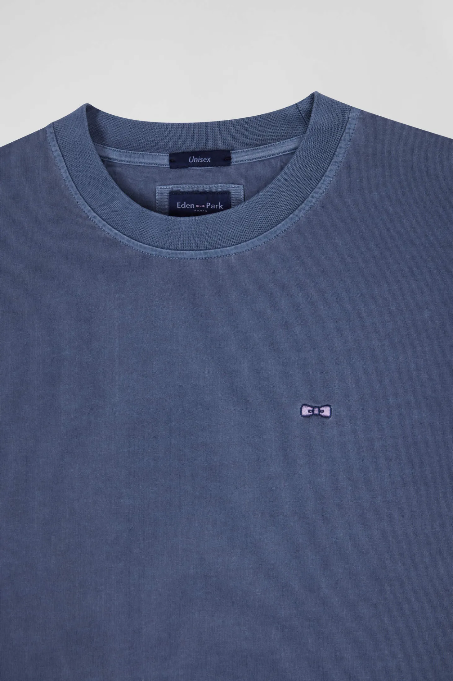 Oversize grey unisex short-sleeved T-shirt in overdyed cotton