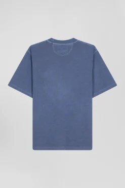 Oversize grey unisex short-sleeved T-shirt in overdyed cotton