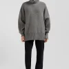 Oversize grey wool blend turtleneck jumper