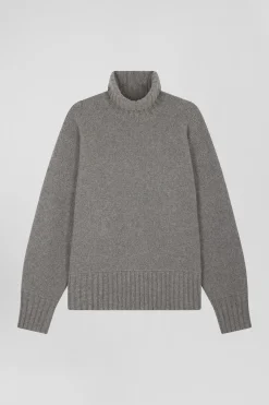 Oversize grey wool blend turtleneck jumper
