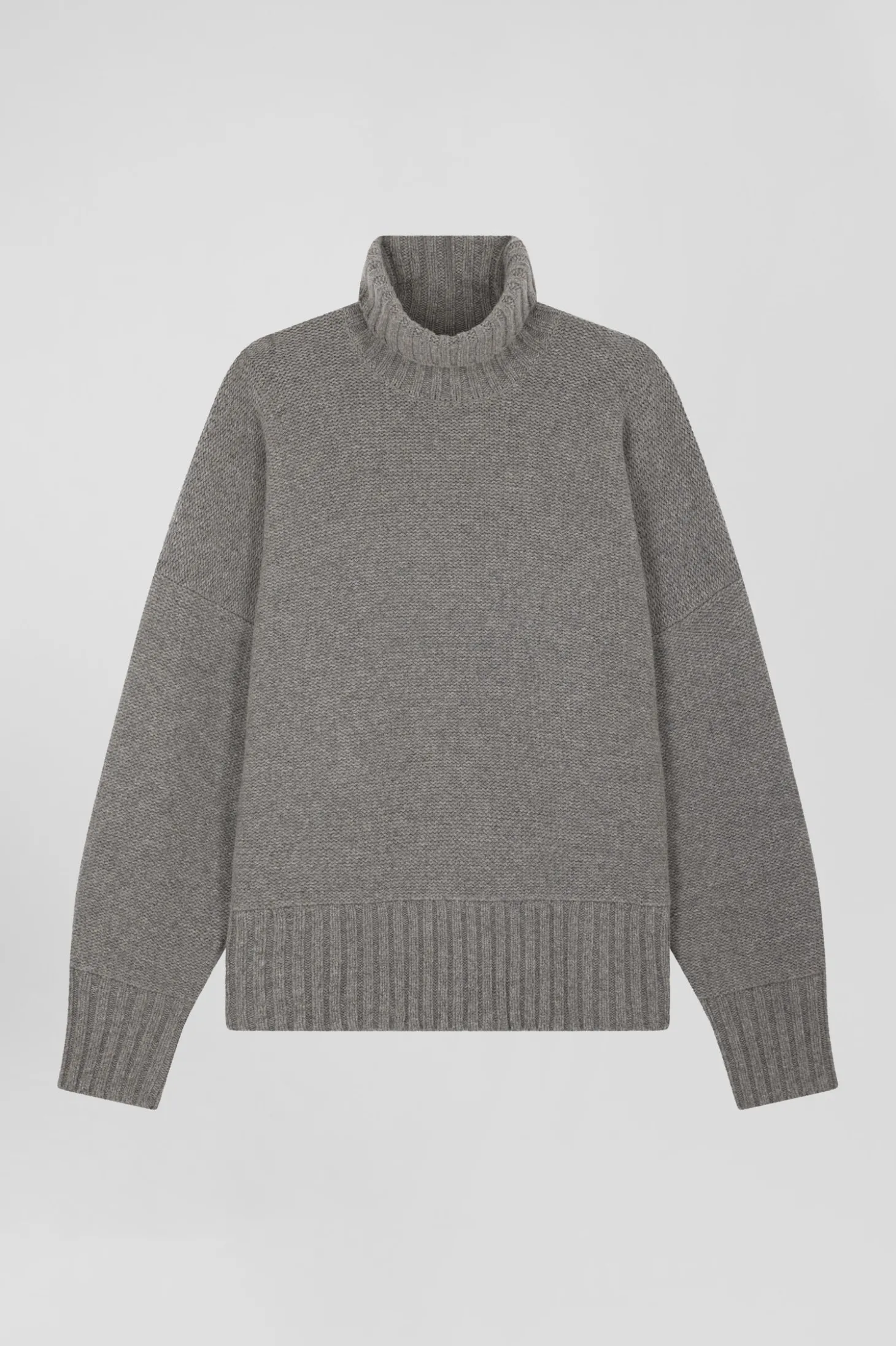 Oversize grey wool blend turtleneck jumper
