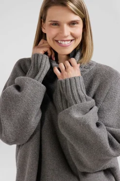 Oversize grey wool blend turtleneck jumper