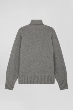 Oversize grey wool blend turtleneck jumper