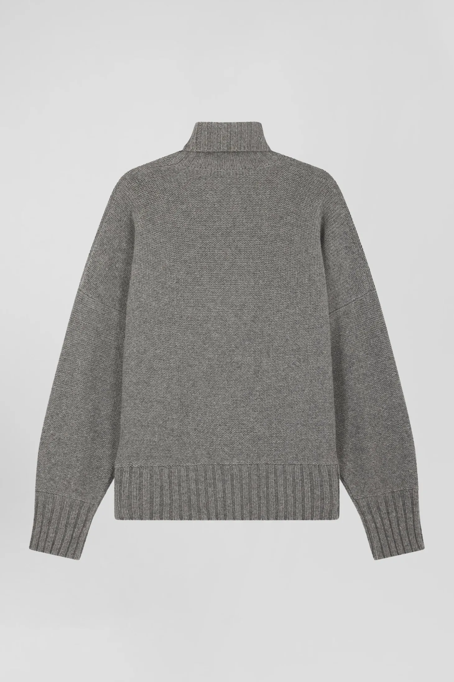 Oversize grey wool blend turtleneck jumper