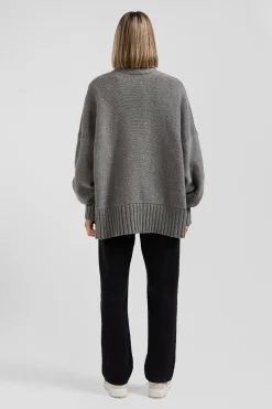 Oversize grey wool blend turtleneck jumper