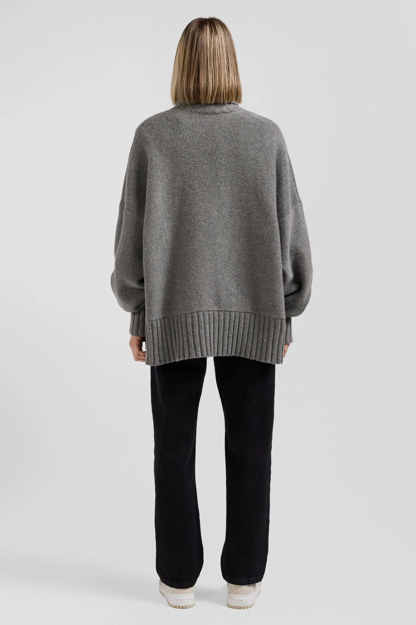 Oversize grey wool blend turtleneck jumper