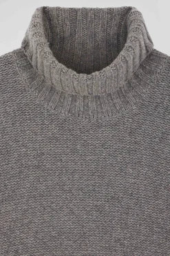 Oversize grey wool blend turtleneck jumper