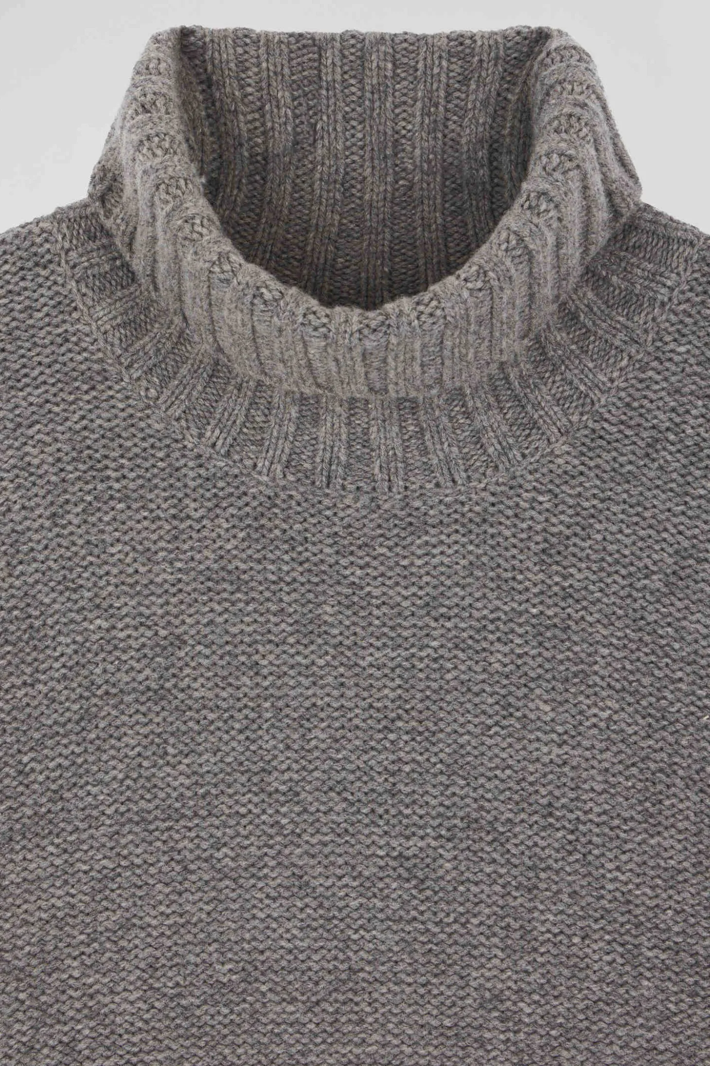 Oversize grey wool blend turtleneck jumper