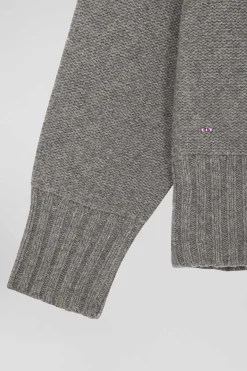 Oversize grey wool blend turtleneck jumper