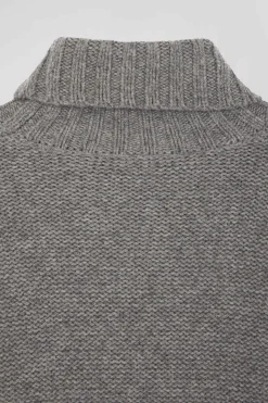 Oversize grey wool blend turtleneck jumper
