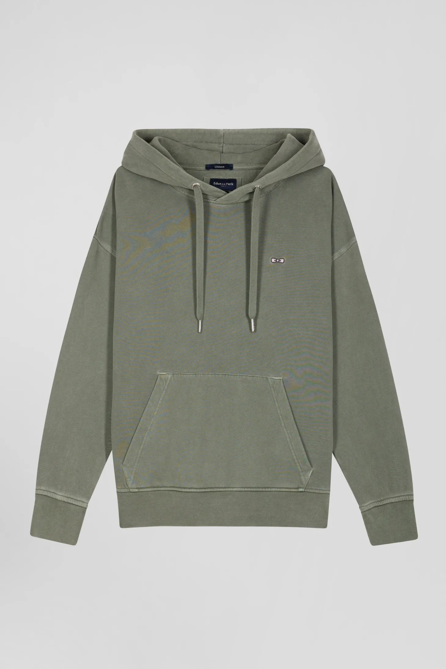 Oversize khaki unisex dyed cotton fleece hoodie