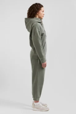 Oversize khaki unisex dyed cotton fleece hoodie