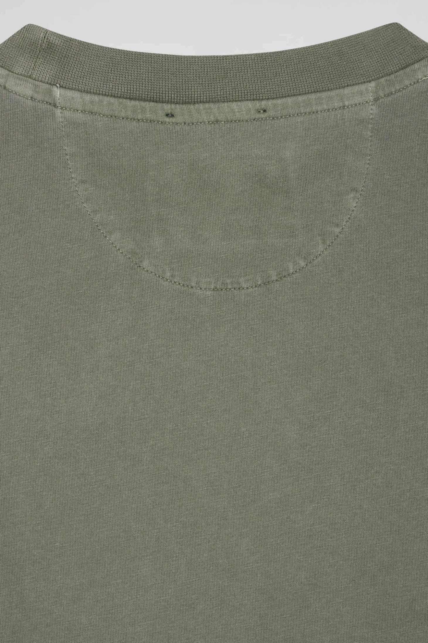 Oversize khaki unisex short-sleeved T-shirt in overdyed cotton