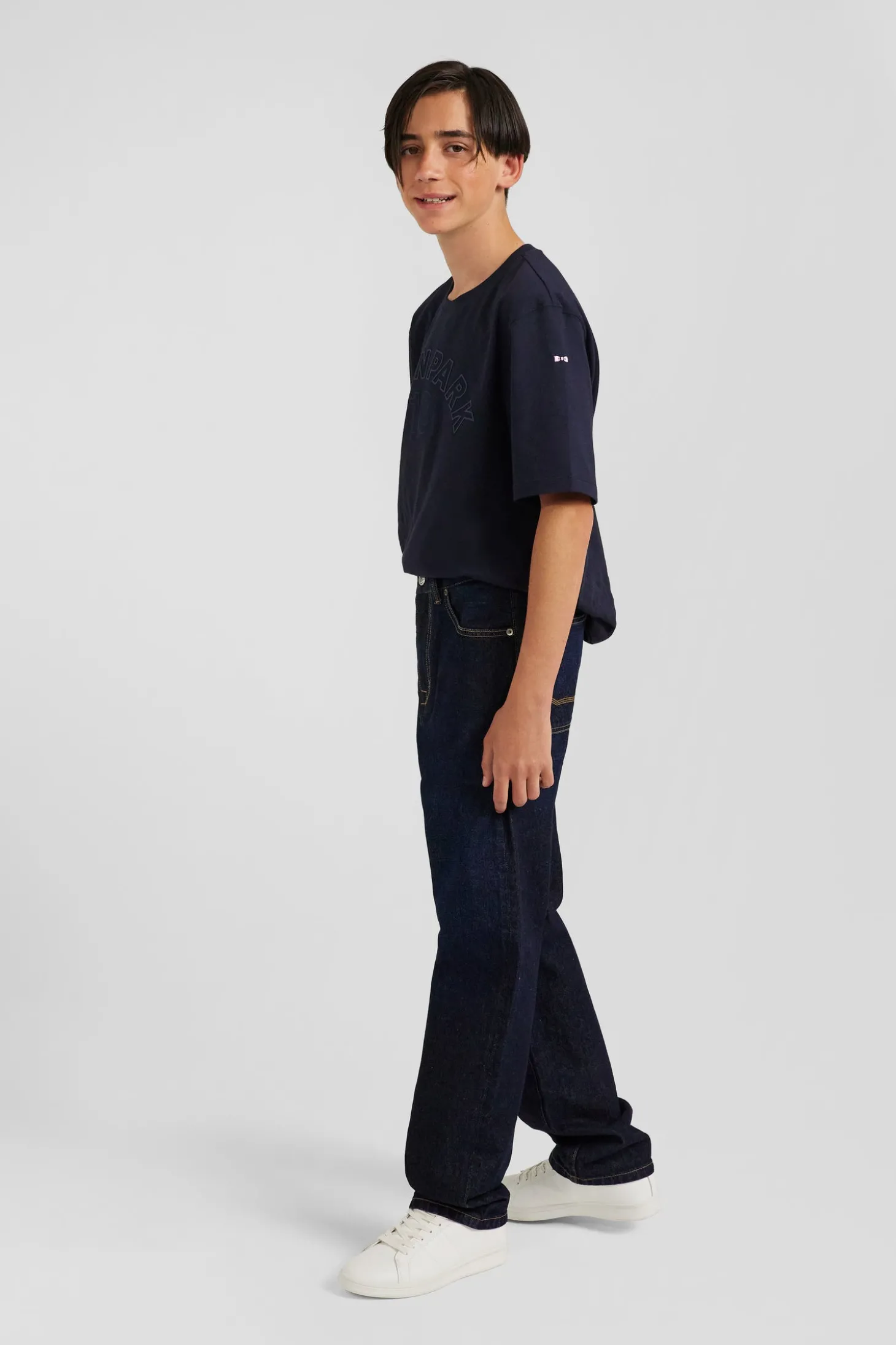 Oversize Navy blue cotton denim cargo jeans