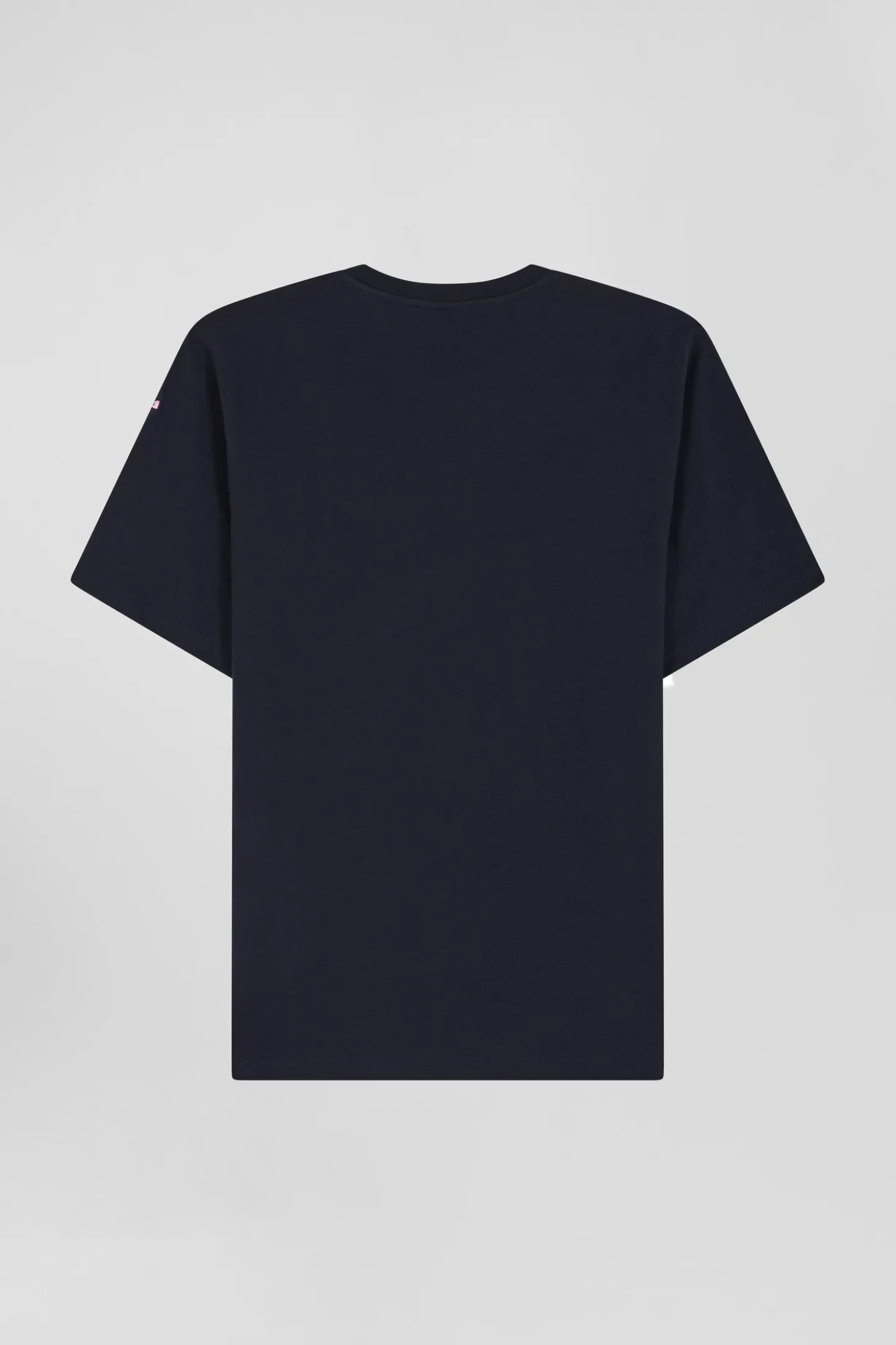 Oversize navy blue embroidered short-sleeved cotton T-shirt