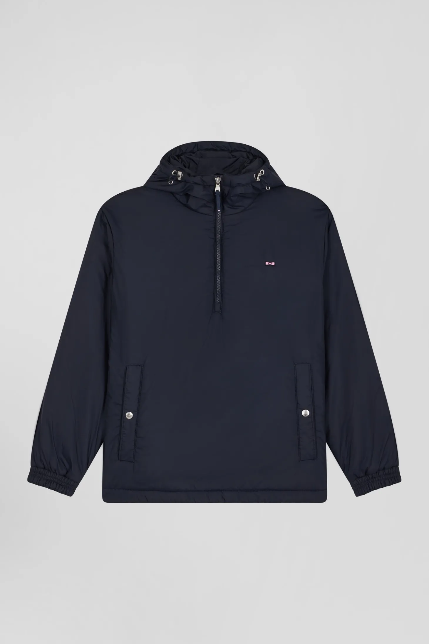 Oversize navy blue hooded down jacket