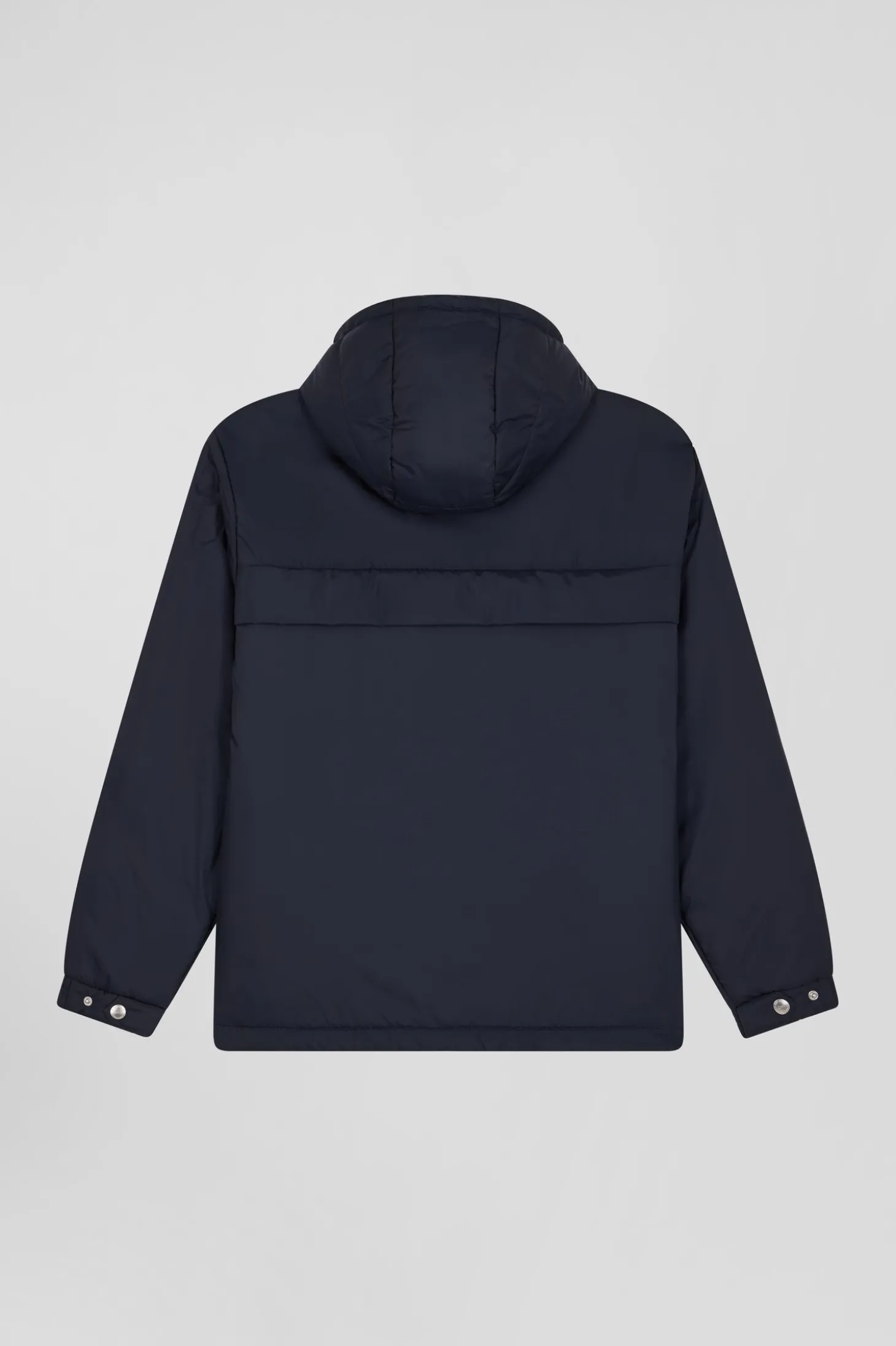Oversize navy blue hooded down jacket