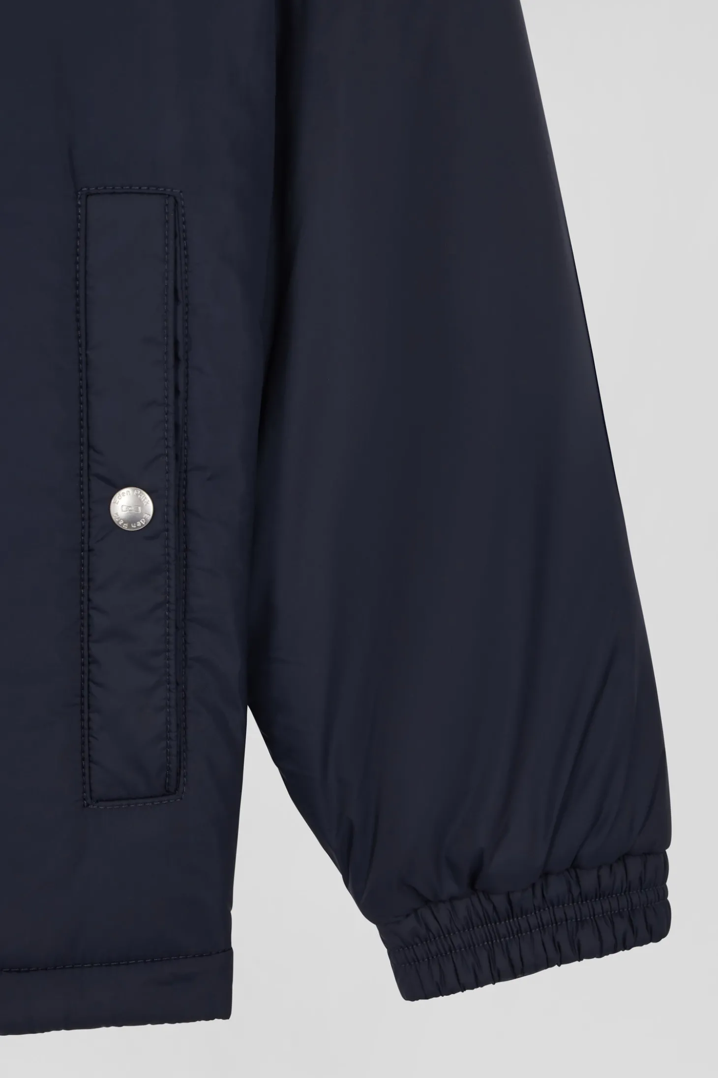 Oversize navy blue hooded down jacket