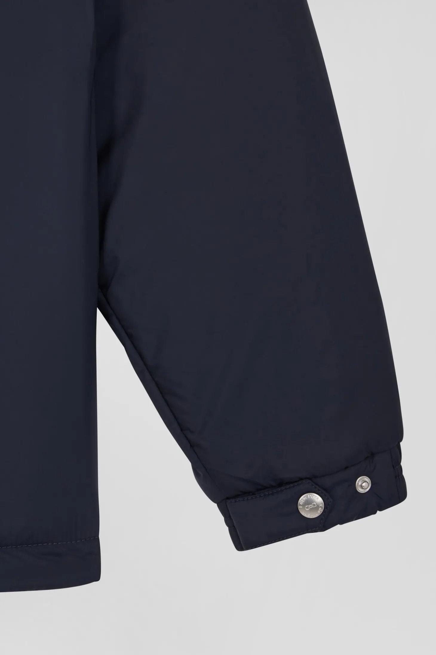 Oversize navy blue hooded down jacket