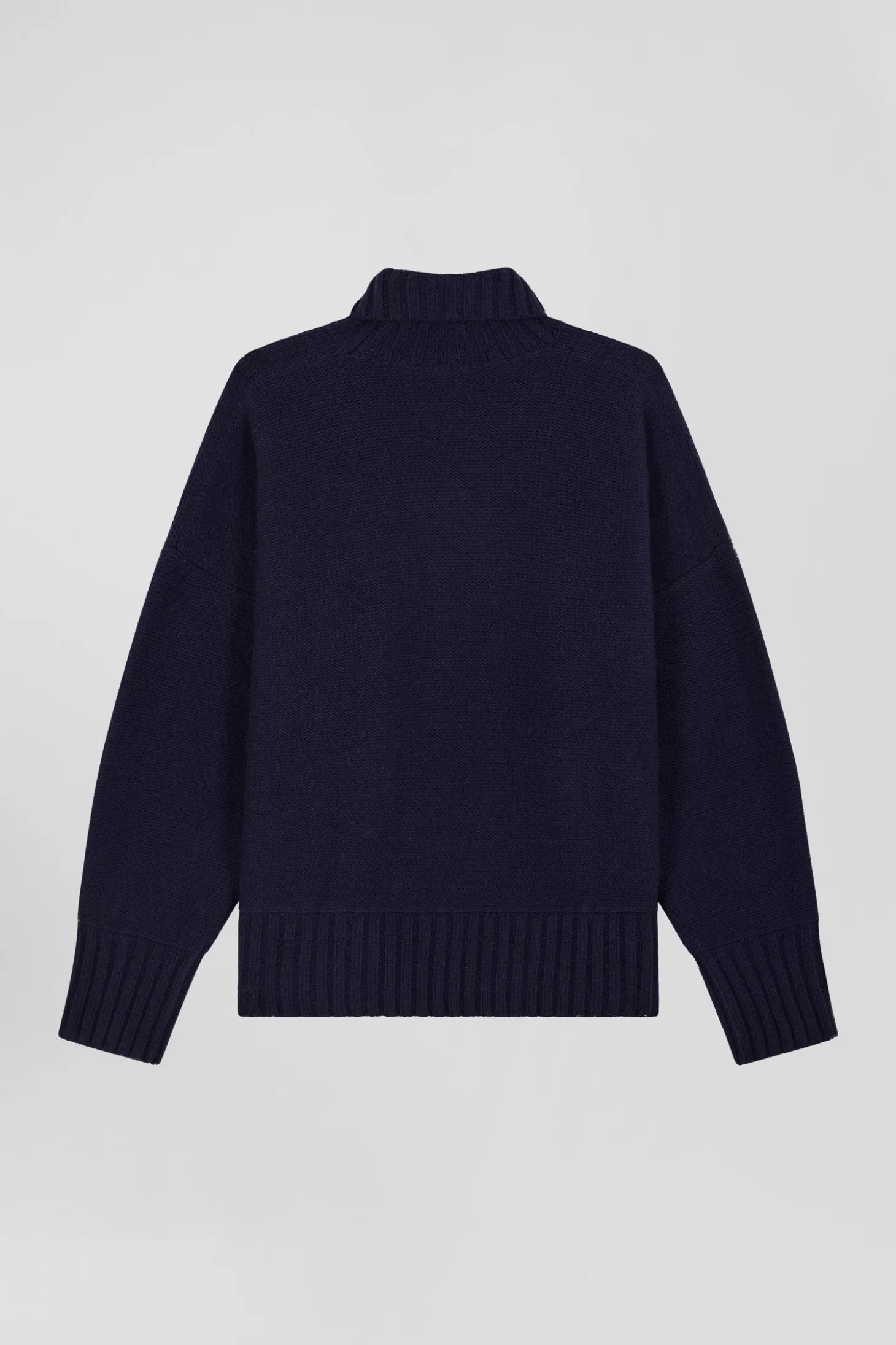 Oversize navy blue wool blend turtleneck jumper