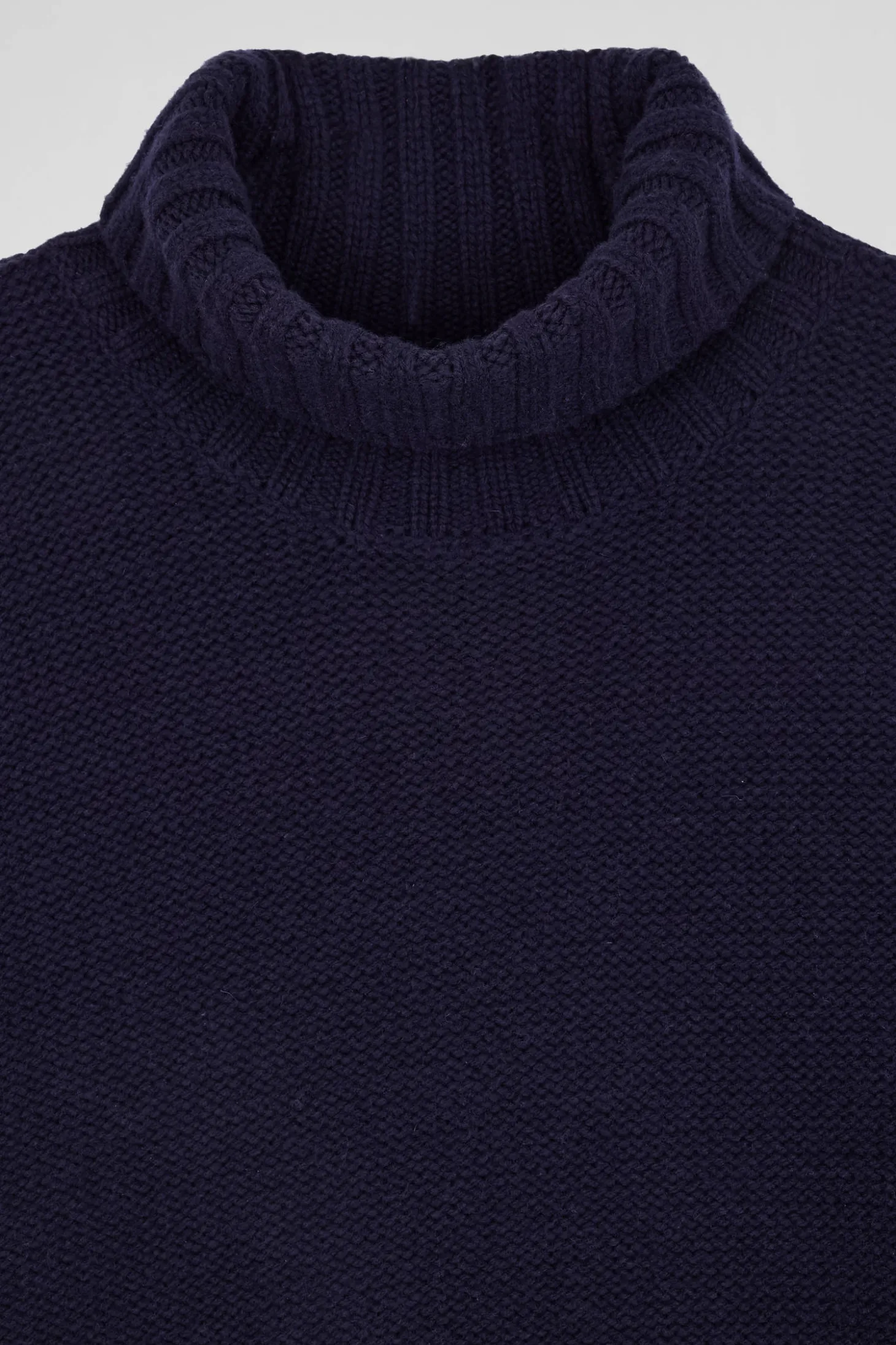 Oversize navy blue wool blend turtleneck jumper