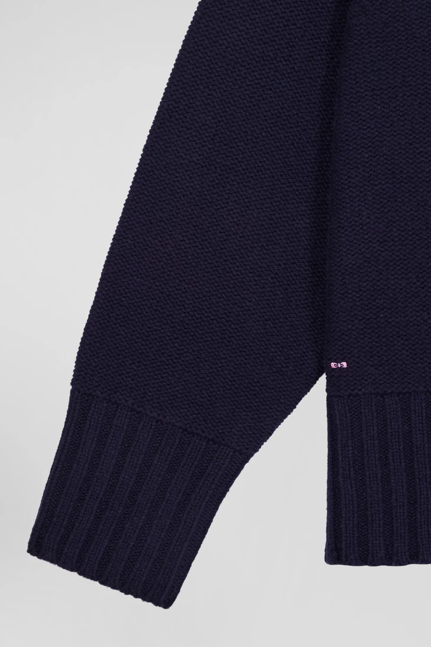 Oversize navy blue wool blend turtleneck jumper