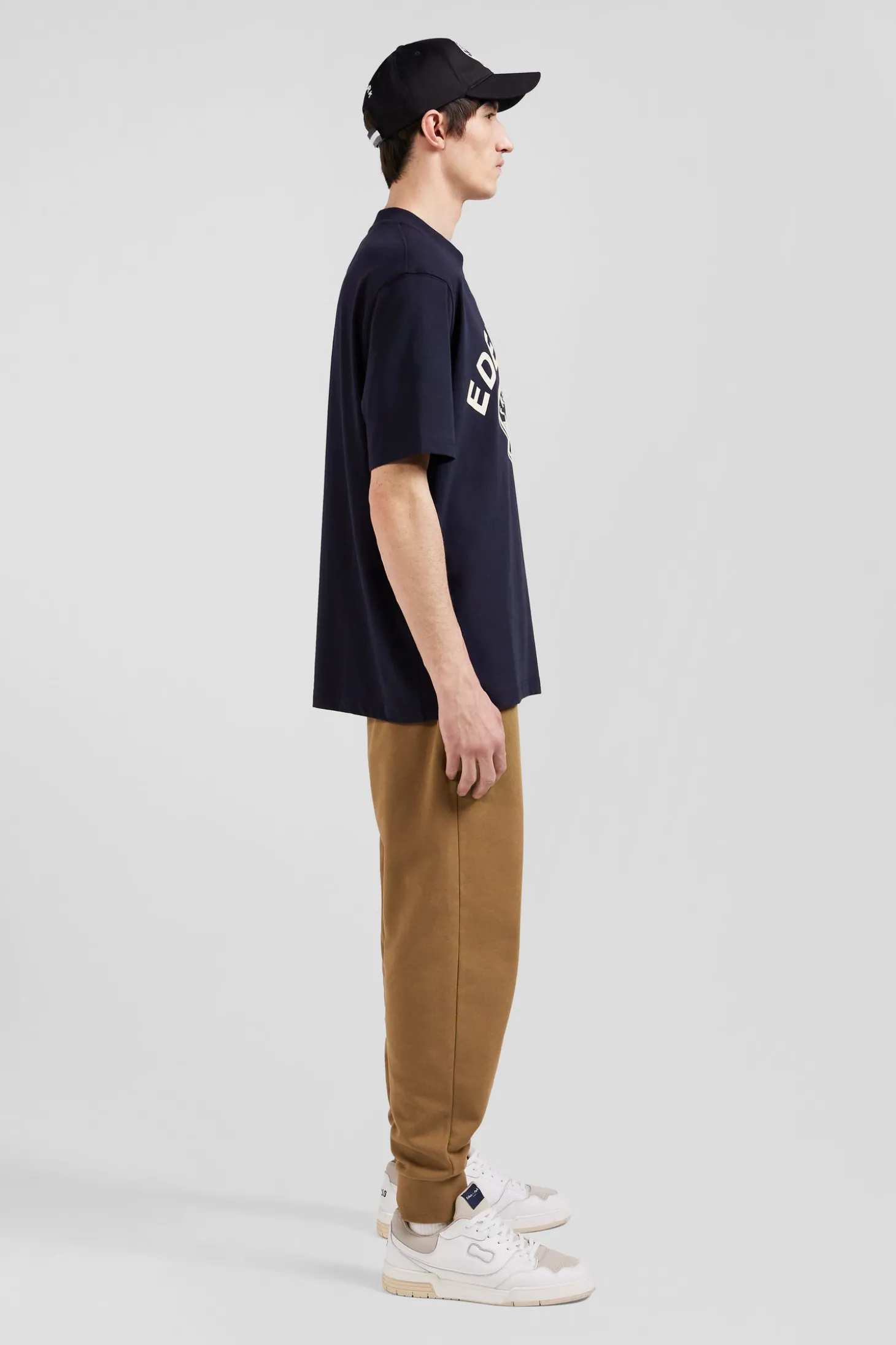 Oversize navy short-sleeved cotton T-shirt with Eden Park Rugby print