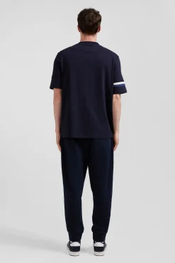 Oversize navy short-sleeved cotton T-shirt with Eden Park print