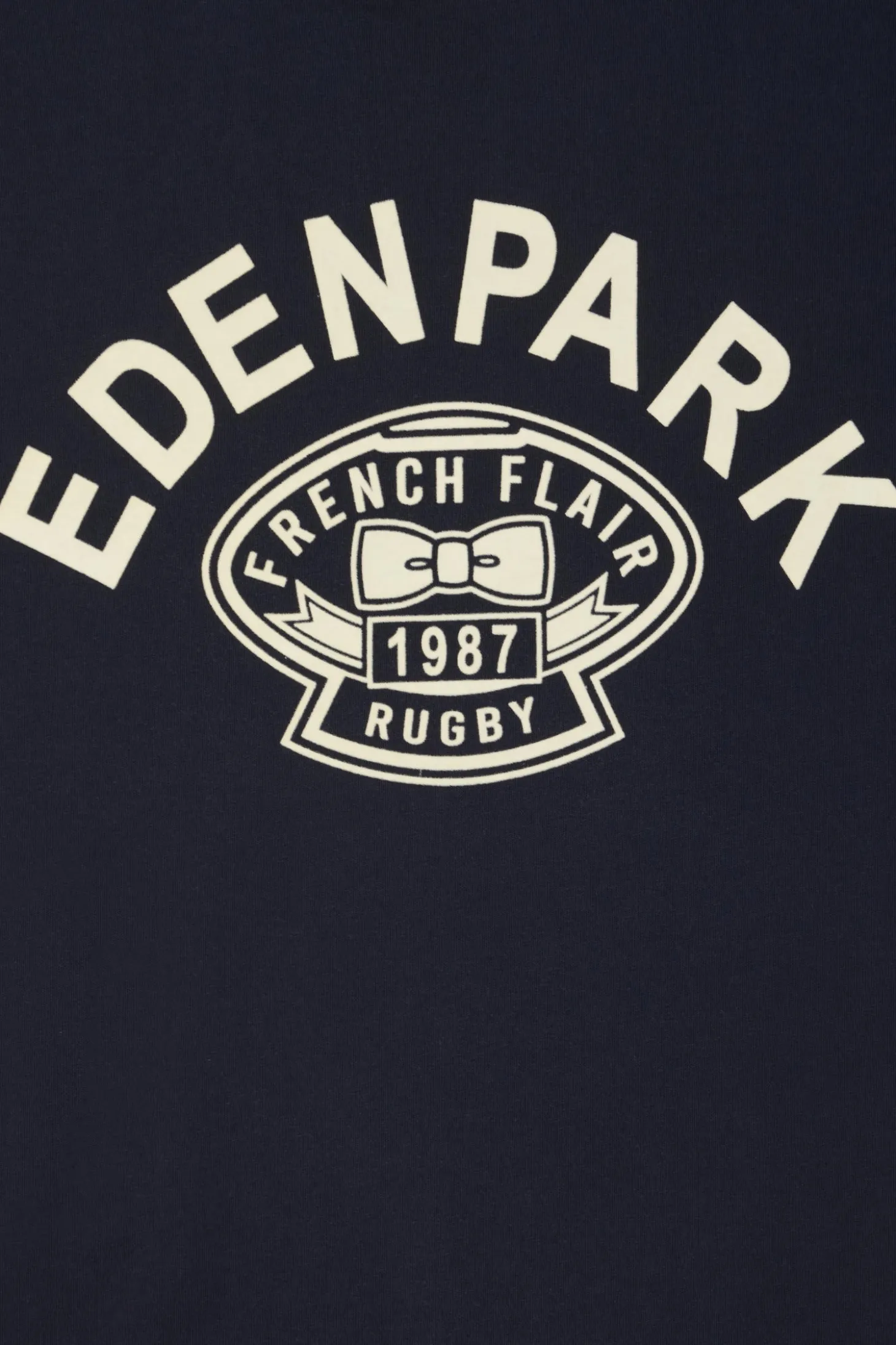 Oversize navy short-sleeved cotton T-shirt with Eden Park Rugby print