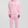 Oversize pink unisex dyed cotton fleece hoodie