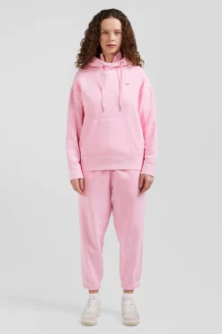 Oversize pink unisex dyed cotton fleece hoodie