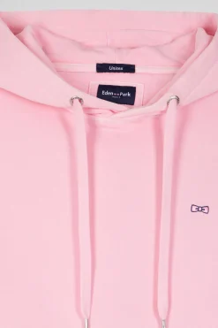 Oversize pink unisex dyed cotton fleece hoodie